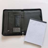 Porte-documents en cuir végétalien A4 pour usage professionnel avec fermeture éclair, porte-documents avec logo personnalisé et bloc-notes