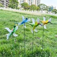 Artesanías de hierro para jardinería, artesanías de metal, adornos de plástico para flores, decoraciones de jardín para exteriores, adornos de pájaros que se mueven con el viento.
