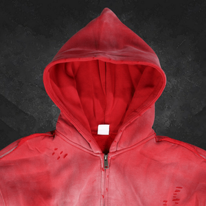 Sudadera con Capucha Extra Grande para Hombre, Diseño 2025, con Logotipo Personalizado, Estilo Desgastado, con Cierre, Lavado Ácido - Product Image 4