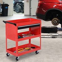 Chariot à outils à 3 niveaux JINFENG, chariot de rangement roulant avec tiroir, étagère, panneau perforé, capacité de charge de 50 kg, dimensions personnalisées