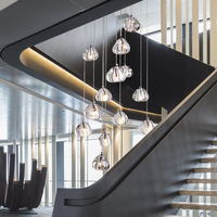 Lustre LED moderne effet météore, lampe en cristal cerisier américain, grande suspension pour escalier duplex, luminaire suspendu pour maison et hôtel