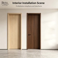 Porte intérieure plate en placage de noyer avec isolation acoustique, noyau massif en MDF écologique, pour chambre de villa moderne et intérieur de maison
