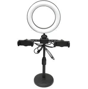 2024 LED Dual Position Phone Support 6 Inch Led Selfie Ring Light Tripod Stand Mobile Live Broadcast Makeup Photography
