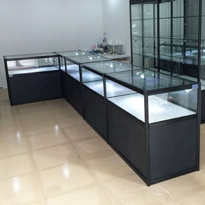 <span class=keywords><strong>Vitrine</strong></span> à bijoux en aluminium <span class=keywords><strong>noir</strong></span>, armoire de présentation verrouillable en <span class=keywords><strong>bois</strong></span>, profilé en aluminium pour table - Product Image 3