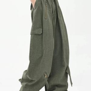 Pantalones Cargo de Alta Calidad para Mujer, con Cordón, Bolsillos Grandes, Corte Recto, Lavado Ácido, Pantalones Jogger Holgados - Product Image 2