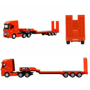 Modèle de camion à plateau statique en alliage métallique Huina 1729 à l'échelle 1/50 avec excavatrice, modèle de construction en aluminium - Product Image 6