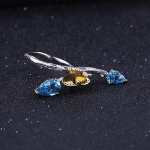 Stock Vintage Series 925 Silver Inlaid for Blue <b>Crystal</b> Gemstone <b>Ring</b> High-End Elegant Women's Hong Kong Sample Making Service - Product Image 1