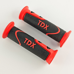 Poignées de guidon de moto Qiangye, rouge et noir, logo Tdx, caoutchouc souple, pour accessoires de moto tout-terrain - Product Image 3