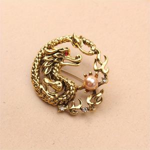 Broche Dragon du Zodiaque Domdomous de style chinois vintage, tendance et originale, pour hommes et femmes, accessoire de costume et de col. - Product Image 6