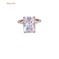 Bague de Mariage en Moissanite Taille Radiant Couleur D VVS, Plaqué Or 18K, Argent Sterling 925 pour Femme, Options 1-5 10 Carats, Commandes Personnalisées