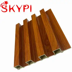 Gratis sampel dinding kisi Panel aksen dinding dengan strip kayu panel Cedar eksterior