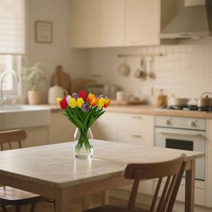 Juego de 5 Tulipanes Artificiales de Plástico Realistas, Simulación Táctil, Decoración para el Hogar, Escritorio, Bodas, Graduaciones, Navidad - Product Image 2