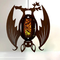 Lanterne en bois de chauve-souris moderne et écologique personnalisée pour Halloween, lumière suspendue pour la maison et le jardin, pour les fêtes et les fournitures de vacances