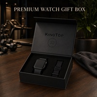 Boîte à montre rigide personnalisable pour montres connectées et connectiques, fermeture magnétique, pliable, noir mat, vernis sélectif UV, vente en gros directe usine