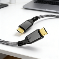 Kabel Thunderbolt 5 Berkualitas Tinggi 5m Bersertifikasi Intel dan Kabel Thunderbolt 5 Tipe C ke Tipe C Kompatibel dengan MacBook Pro/Air