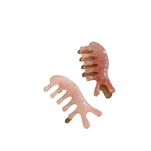 Scalp Massage Comb Five Finger Resin Amber Pink 10-15Cm Hair Brush Therapy Tool - Product Image 5