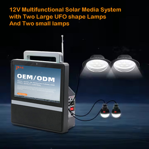 PicoSolar ST009 Pine 10inch Portable Solar <b>TV</b> System 20W Solar FM Radio 12V7AH Battery 2 UFO Shape Lights-Off-Grid ST009 12V DCT - Product Image 4