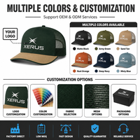 Casquettes Trucker 5 Panneaux Brodés Personnalisées, Dos en Maille Structuré, Effet 3D en Relief, Noir et Tan, Profil Haut, Style Streetwear, Réglables, Unisexe
