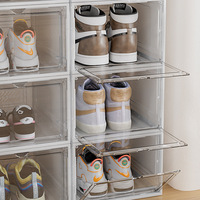 Vente en gros Boîte de rangement pour chaussures en plastique transparent étanche à l'humidité et à la poussière Armoire à chaussures empilable Étagère à chaussures Fabricant