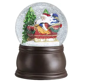 Custom Resin Snowball Santa in the sledge Water Globe 100mm Christmas Snowglobe