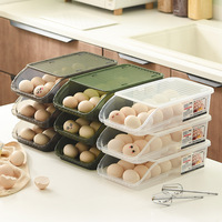 Boîte de rangement pour œufs rectangulaire en PP de qualité alimentaire, écologique, empilable, distributeur d'œufs roulant pour œufs de poule et de canard, cuisine, réfrigérateur