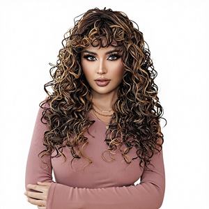 Perruque Lace Frontale en Fibre Afro Kinky Lisse, à Raie Centrale, Résistante à la Chaleur, Douce, Écologique, Pré-bouclée, Couleur Piano - Product Image 1