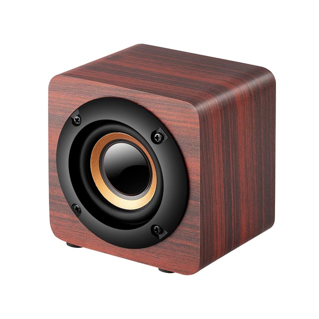 Vintage Retro Wooden Cube Speaker, Elegant Desktop Audio System for Home Office