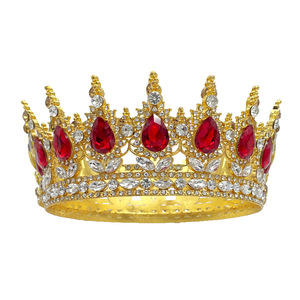 Couronne ronde baroque dorée <span class=keywords><strong>pour</strong></span> gâteau, diadème en strass, <span class=keywords><strong>pour</strong></span> fêtes de Noël, inclut des fournitures de décoration et des accessoires <span class=keywords><strong>pour</strong></span> bouquets - Product Image 4