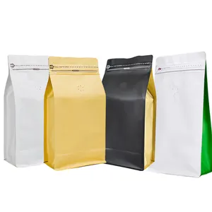 Imballaggio stampato personalizzato per caffè macinato biodegradabile con valvola e carta kraft piatta sono stati sacchetti per scrub al caffè