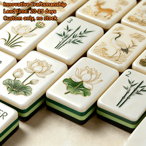 Mahjong Americano Personalizado de Lujo, Portátil y Ecológico, con Diseño de Tortuga y Loto Blanco, Acrílico, 160 Piezas, 4 Capas, Grabado y Tallado - Product Image 1