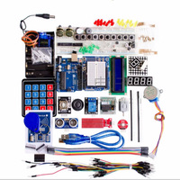 Kit de développement Uno R3 avec clavier RFID, écran LCD, capteurs, breadboard et fils de liaison pour l'apprentissage électronique et les projets Arduino