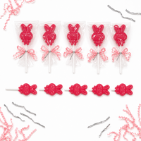 Sucette Lapin de Pâques Rose en forme de lapin, bonbon dur emballé individuellement avec nœud, idéal pour panier de Pâques, bonbons pour fête de printemps pour enfants