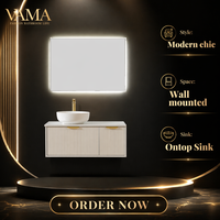 Meuble-lavabo mural blanc personnalisé à effet ondulé avec vasque simple pour salle de bain