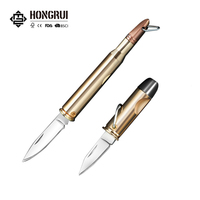 Couteau pliant Cool Bullet, lame en alliage de zinc, manche en cuivre, porte-clés, couteau de poche EDC, couteau de randonnée, affichage