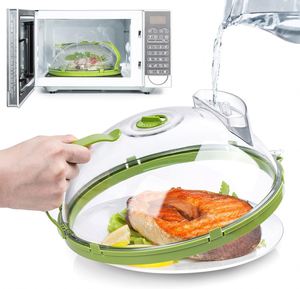 Couvercle de micro-ondes anti-éclaboussures transparent de 10 pouces avec poignée et compartiment de récupération d'eau pour aliments et fentes de vapeur - Product Image 2