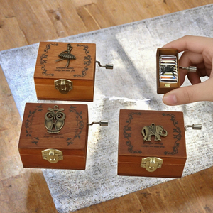 Caja de Música Mecánica de Madera Vintage con Manivela, Caja Decorativa para Recuerdos, Regalo de Cumpleaños, Navidad - Product Image 3