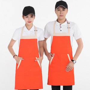 Custom Advertising <b>Aprons</b> Orange Polyester Waterproof Oil Proof For Restaurant Bar Waitstaff Uniforms - Product Image 1
