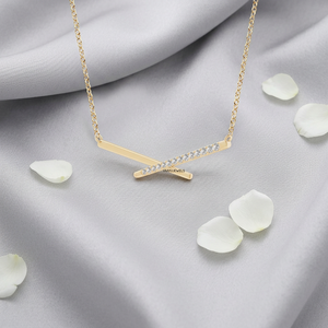 Colgante de compromiso con diamante cultivado en laboratorio, diseño de barra cruzada, oro de 10K, 14K, 18K, plata 925, 935, lujo, minimalista, moderno, chapado en rodio, fino - Product Image 1