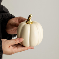 Ornement de citrouille scandinave créatif en céramique tricolore, étanche, pour Halloween, décoration de bureau, de porche, d'artisanat artistique pour salon