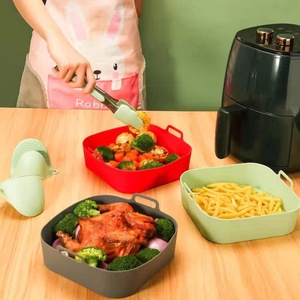 Reusable Silicone Air Fryer Mat Red And Gray High Temperature Resistant Food Grade Dishwasher Safe For Air Fryers - Product Image 3