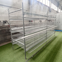 Cage à poulets de type H à 3/4 niveaux pour ferme avicole, avec système de nettoyage manuel du fumier par manivelle, structure galvanisée à chaud haute résistance
