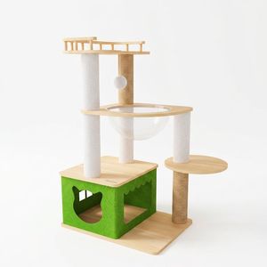 Arbre à chat multi-niveaux avec <span class=keywords><strong>bulle</strong></span> spatiale en acrylique, poteau à gratter en sisal et baldaquin d'observation pour chats d'intérieur - Product Image 2