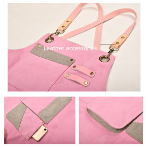 Tablier en toile rose fille en colère, cuisine résistant à <span class=keywords><strong>l</strong></span>'huile barista jardinage tatouage artiste en relief <span class=keywords><strong>assiette</strong></span> en cuir - Product Image 3