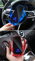 Chargeur de voiture sans fil intelligent à induction réglable 15W avec lumière LED, bras articulé puissant, charge rapide sans fil QC3.0 9V/2A