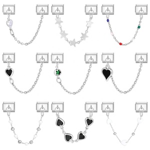 Bracelet modulaire à breloques italiennes 9 mm, combinaison exquise, double chaîne, nouveau bijou DIY, style européen et américain, plaqué platine - Product Image 2