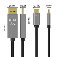 Cable convertidor adaptador personalizado tipo C macho DP macho 1M 2M 3M 32,4 Gbps aleación de aluminio 8K Cable USB chaqueta de PVC Audio Video