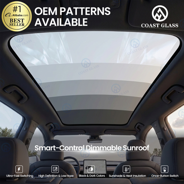 Luxury Smart Tint Dark Blue Black Grey White Privacy Protection UV Protection Heat Insulation Tesla Car Sunroof Side Window Film