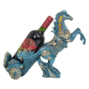 New Style Hot Selling Resin馬Blueブロンズ木製Red Wine Holders Stand Wine Rack Accessories