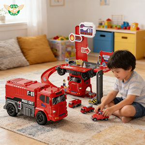 <span class=keywords><strong>Camion</strong></span> <span class=keywords><strong>de</strong></span> pompiers déformable en plastique, transformable et démontable, avec piste <span class=keywords><strong>de</strong></span> stationnement, jouet <span class=keywords><strong>de</strong></span> ville pour enfants - Product Image 6