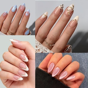 <span class=keywords><strong>Uñas</strong></span> postizas acrílicas de diseño francés de marca privada para salón, tipo ataúd/bailarina, a granel, hechas a mano, a presión, OEM - Product Image 5